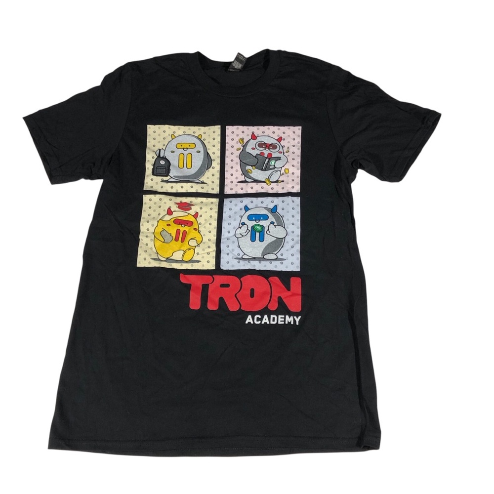 Tron Academy Crypto Cryptocurrency Blockchain Logo Advertising T Shirt Small S
